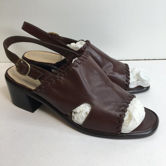 Easy-Steps Sandler Slingback  Brown Leather Sandals Size 9 - Picture 2 of 12
